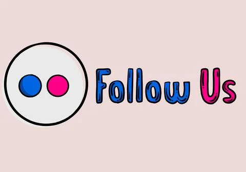 Follow Us Flickr - button for social media, phone icon symbol logo of Flickr Illustration