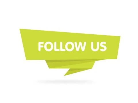 Follow us origami style vector badge sticker 库存插图