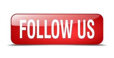 Follow us red square 3d realistic isolated web button 스톡 일러스트