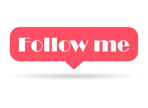 Follow us shadow graphic concept symbol, speech button web label, vector illu Stock Illustration