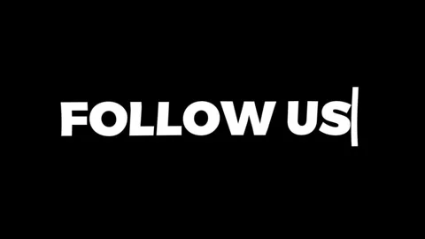 Follow Us Text Animation with Typing Effect on Black Background Stock Footage 314581205
