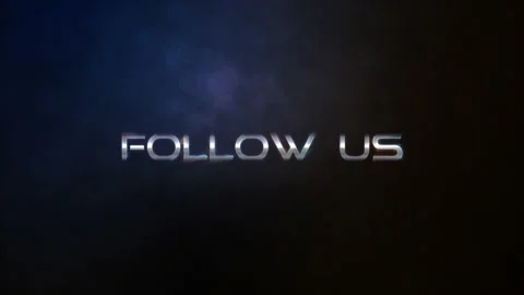Follow Us text cinematic title with flash light Stock Footage 220198636