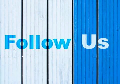 Follow Us text Foto stock