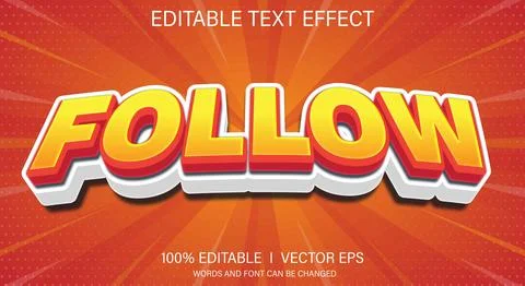 Follow vector text effect with modern style design Stock Illustration