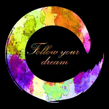 Follow Your Dream - rainbow vector   watercolor  smear on black Stock Illustration