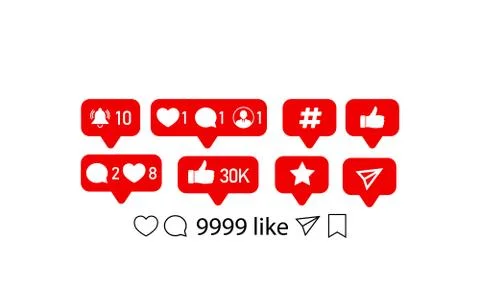 Like, follower, comment icons. Vector illustration. Vector on isolated white  Stock Illustration