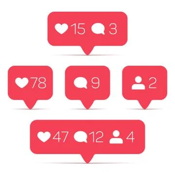 Like, follower, comment vector icons set 스톡 일러스트