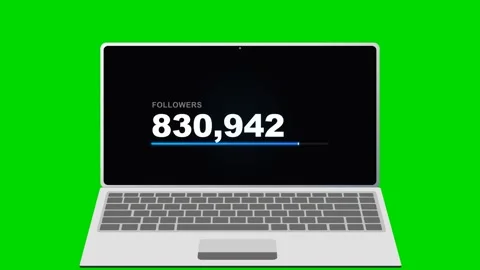 Follower counter increasing on laptop screen green background 4K Vídeo Stock 339029465
