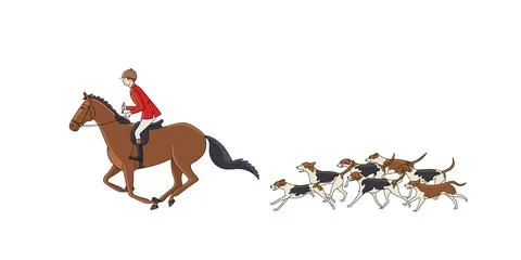 Follower of the hunt accompanied by dogs Stock Illustration