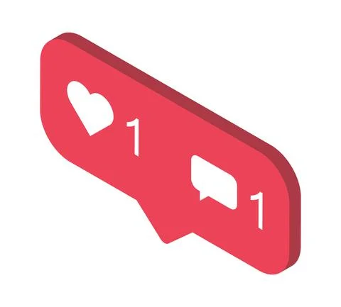 Follower isometric notification symbol for application instagram. Web app but Stock Illustration