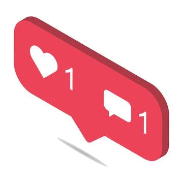 Follower isometric notification symbol for application instagram. Web app but Stock Illustration