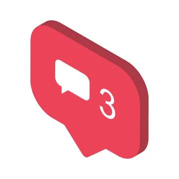 Follower isometric notification symbol for application instagram. Web app but Stock Illustration