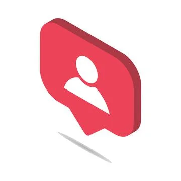 Follower isometric notification symbol for application instagram. Web app but Stock Illustration