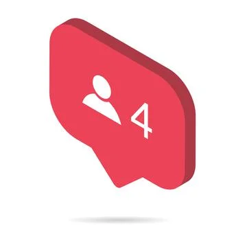 Follower isometric notification symbol for application instagram. Web app but Stock Illustration