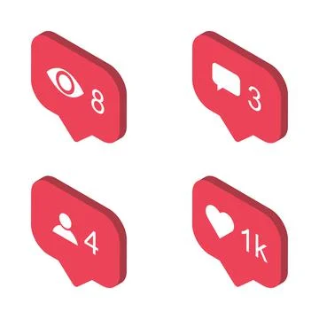 Follower isometric notification symbol for application instagram. Web app but Stock Illustration