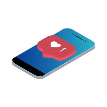 Follower isometric phone notification symbol for application instagram. App b Stock Illustration