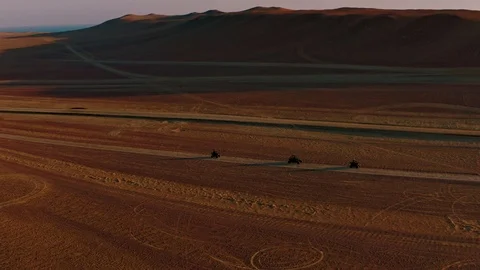 Following 3 Dune Buggies on small road in Paracas, Peru Stock Footage 115987715