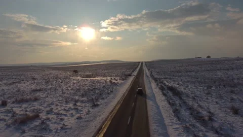 Following a car in a winter scenery, everything is covered with snow, europe Stock Footage 236291326