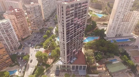 Following with drone the elevation of a Resort Stock Footage 90375548