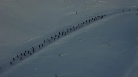 Following each other: Hard work at the Arctic Circle Stock Footage 65146570