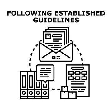 Following established guidelines concept with documentation and communication Stock Illustration