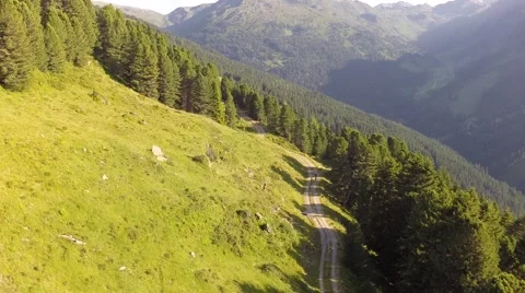 Following a Mountain Path - Aerial Flight Stock Footage 40856083