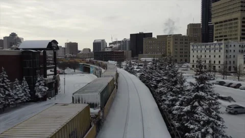 Following moving train into the city2 Stock Footage 169889877