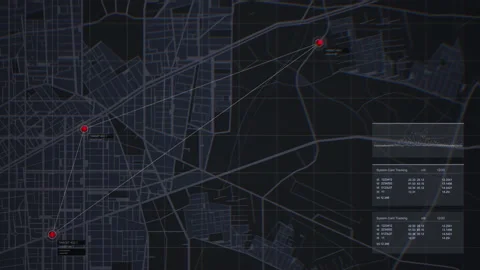 Following objects by SIM card signal tracking. Three targets moving Stock-Footage 131053788