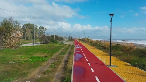 Following The Path Of The Cycle Road Stock Footage 301934186