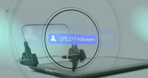 Following pause, tablet in clamp visualizing growth overlay, count rising Stock Footage 318475698