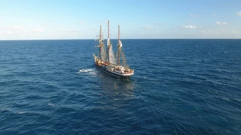 Following Pirate Ship In The Caribbean O... | Stock Video | Pond5