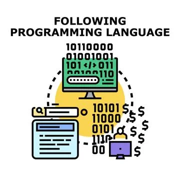 Following programming language concept developing new technologies Stock Illustration