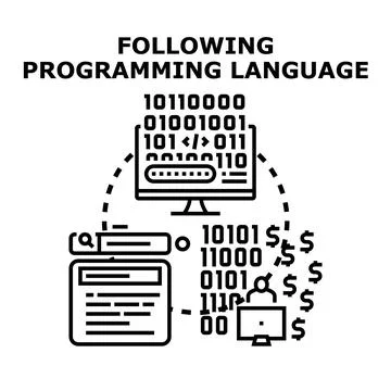 Following programming language concept developing new technologies Stock Illustration