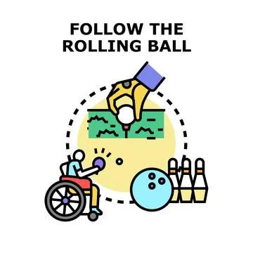 Following the rolling ball concept in inclusive sport activities Stock Illustration