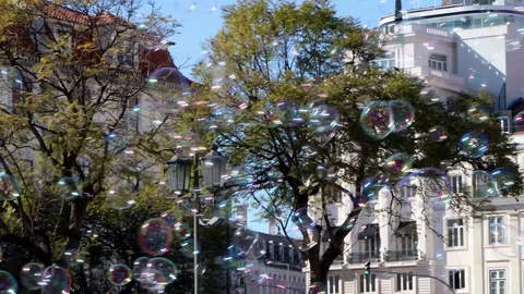 Following soap bubbles Stock-Footage 128077028