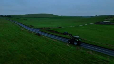 Following Tractor Cuckmere Cliffs 1 Stock Footage 296358018