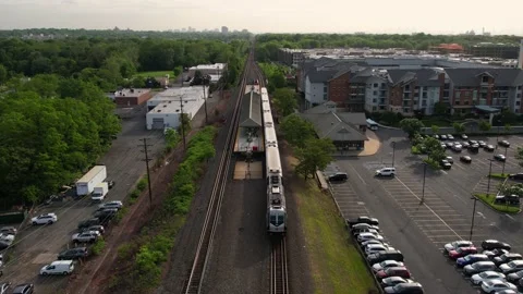 Following a Transit Train in 4K Stock Footage 195542542