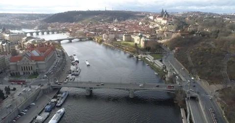 Following Vltava River Stock Footage 121010285