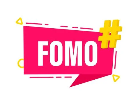 Fomo fear of missing out social media banner with hashtag symbol Stock Illustration