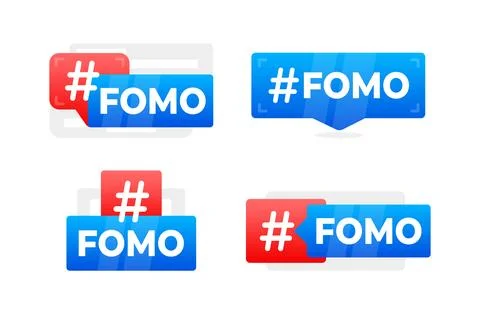 FOMO Hashtag Bubbles in Flat Design - A collection of modern, colorful speech Stock-Illustration