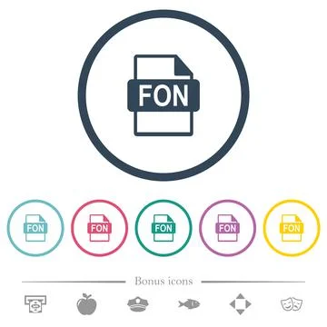 FON file format flat color icons in round outlines Stock Illustration