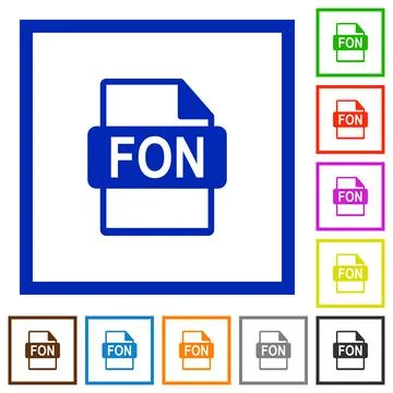 FON file format flat framed icons Stock Illustration