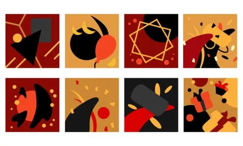 Fond pattern set on white isolated backdrop Stock Illustration