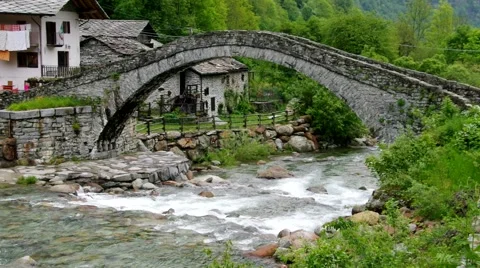 Fondo in Piedmont, river in spring Stock Footage 52114916