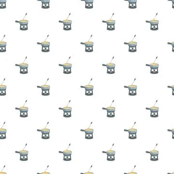 Fondue pot with fork cooking cheese pattern Stock Illustration