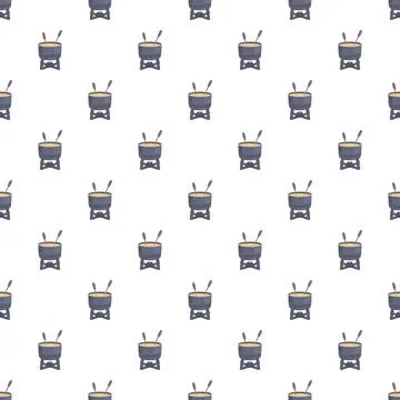 Fondue pot with melted cheese pattern background Illustrazione stock
