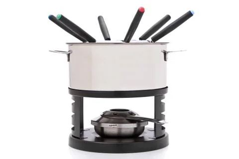 Fondue set isolated on a white background Stock Photos