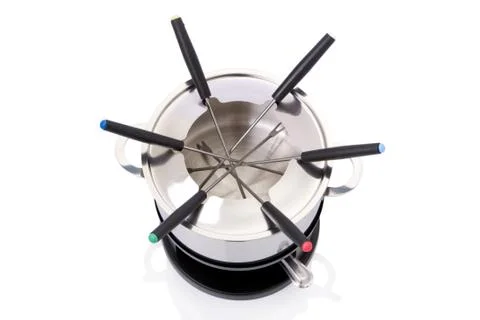 Fondue set isolated on a white background Stock Photos