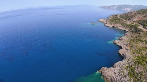 Foneas Beach Coastline Drone View Stock Footage 335374388
