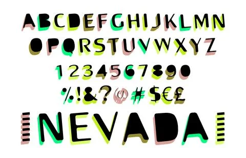 Font. Alphabet. Script. Typeface. Label. Stock Illustration